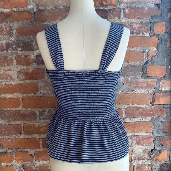 Madewell Texture and Thread Navy Stripped Crop Top - Picture 4 of 6
